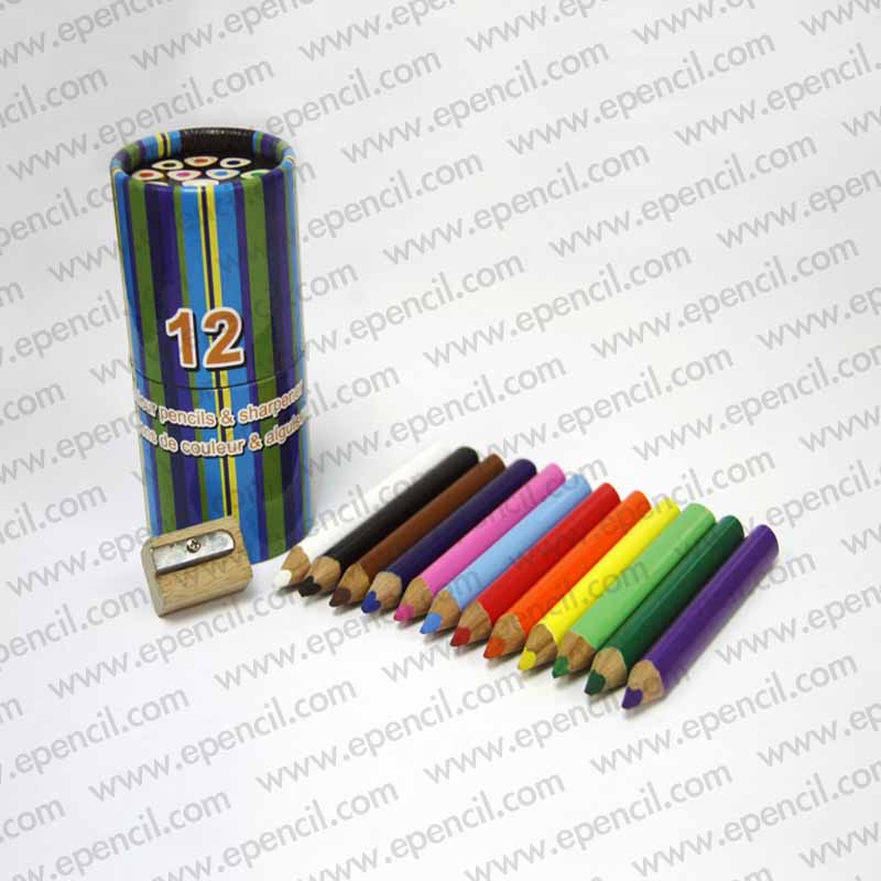 39) 12pcs Jumbo Colour Pencil in Paper Drum