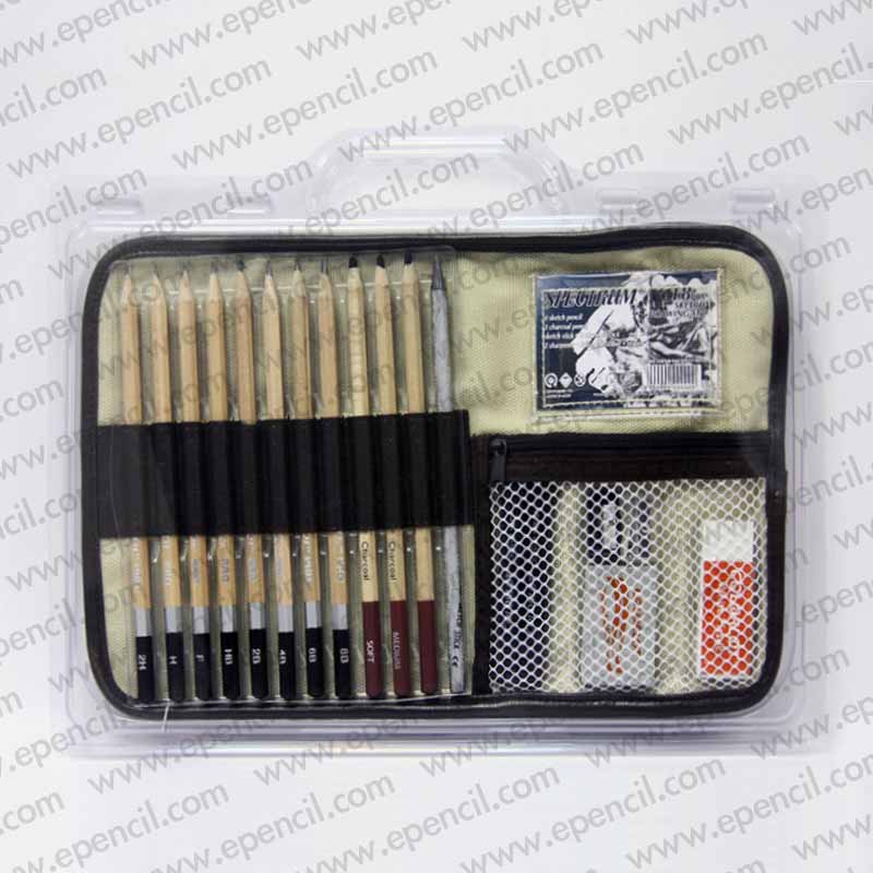 85) 18pcs Sketch Set with Canvas in PVC Clamshell