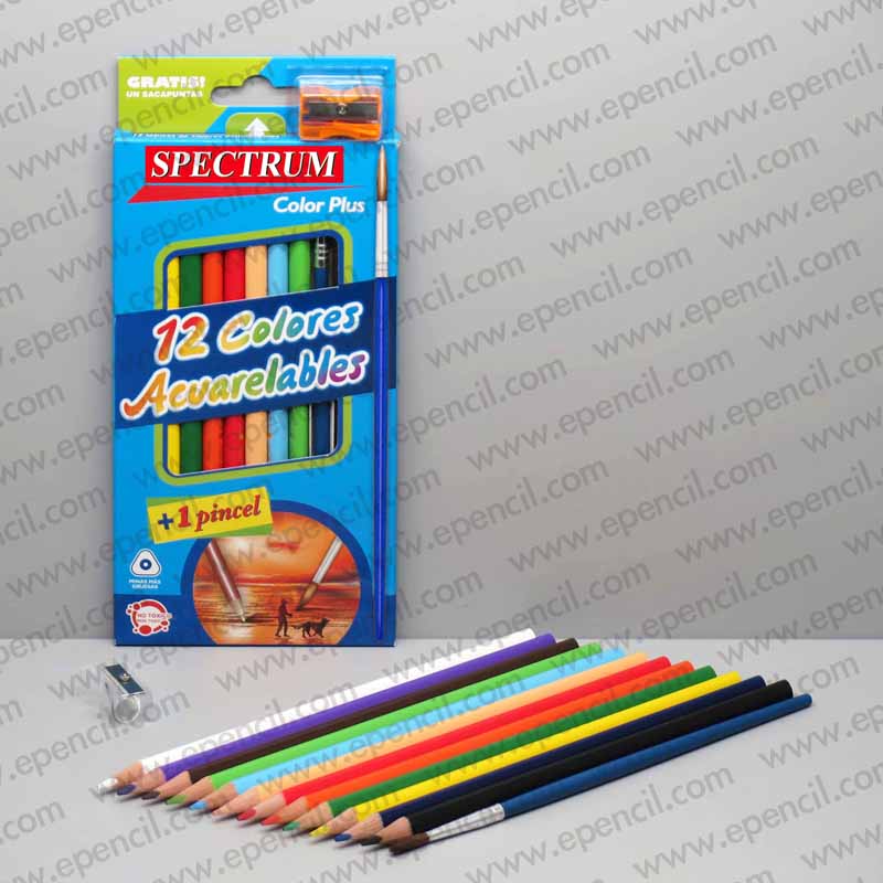 161) 12pcs Water Colour (Aqua) Pencil + Brush + Sharpener in Paper Box