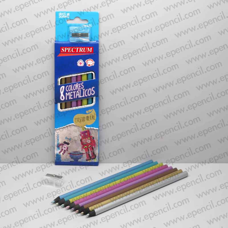 162) 8pcs Metallic Colour Pencil + Sharpener in Paper Box