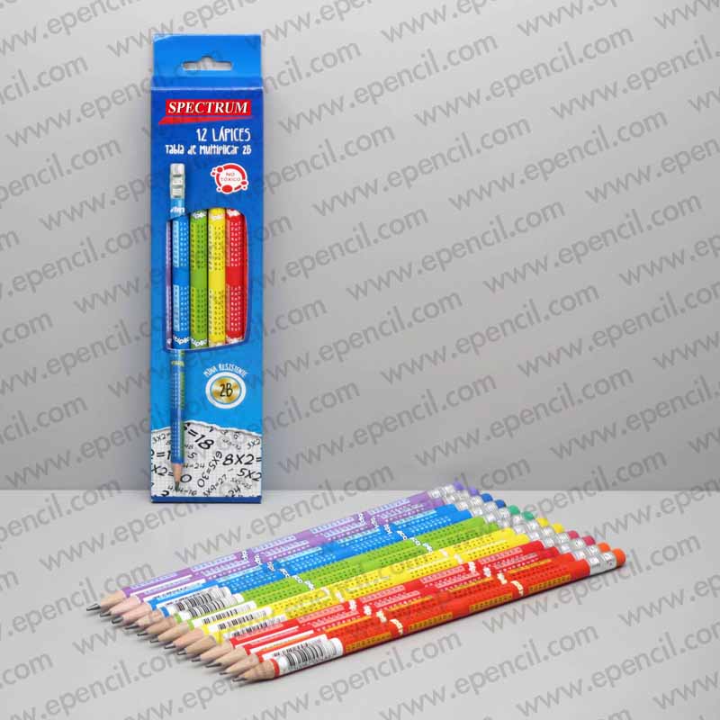 166) 12pcs Time Table 2B Pencil with Eraser in Paper Box