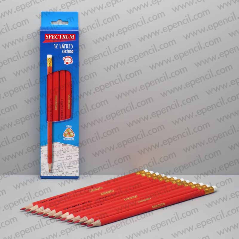 169) 12pcs Red Pencil with Eraser in Paper Box